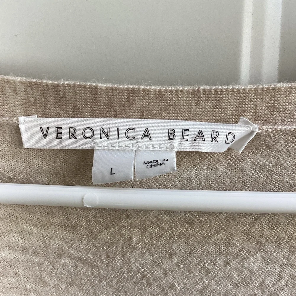 Veronica Beard Sweater Cardigan  Merino Wool Blend Cream Size Large lightweight